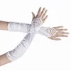 Gants sport Femme Soirée Formel Couleur unie Satin Long Mitaines Mitaines Pour Evénements Activités Rouge Blanche Noir