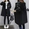 여자 트렌치 코트 안감 봄 가을 가을 한국 캐주얼 기질 지퍼 도베 테일 재킷 후드와 여성의 대형 바람막이