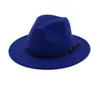 2021 Vintage Kobiety Eleganckie Solid Fild Fedora Hat Band Szerokie Płaskie Brim Kapelusze Jazzowe Stylowe Trilby Panama Caps