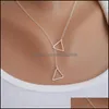 & Pendants Jewelrygeometric Hollow Out Triangles Necklaces Pendant For Women Fashion Abrief Gold Sier Plated Alloy Chokers Clavicle Chain Ne