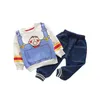 0-4 lata zima chłopiec dziewczyna odzież zestaw dorywczo grubszy ciepły kreskówka słodkie dziecko kostium dla dzieci bluzy dziecięce + spodnie 2 sztuk 210615