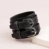 Tennis Kirykle Fashion Double Belt Leather Wrist Friendship Big Wide Bracelet For Men Buckle Vintage Punk Jewelry