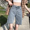 Denim Shorts Femmes Jean Mode Coréen Gland Solide Casual Plus Taille Noir Taille Haute Beige Bleu Ciel Gris Rue 210722