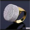 Cluster Rings Hip Hop Big Head Hoogwaardige Luxe Zirkoon Vergulde Voor Man Iced Out Copper Ring Qasgf FBRCG