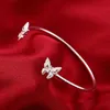 Bracelet ouvert Simple en argent Sterling papillon, bijoux de Style européen et américain pour femmes