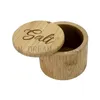 Bamboo Seasoning Box with Swivel Lid Natural Non-toxic Rotating Cover Salt Shaker Environmentally Friendly Salt Jar