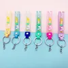 2022 New Party Favor Creative pvc transparent soft rubber leather rope angel rabbit ear key-chain cartoon carrot cute bag pendant