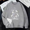 Herfst Winter Retro Harajuku O Hals Dames Pullover Sweatshirt Hoodies Scar Rabbit Print Koreaanse stijl Hip Hop Losse Liefhebbers Tops 211206