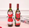 Red Wine Bottle Cover Beer Bottles Champagne Covers Christmas Party favor Table Decor Mini Xmas Festival Apron Santa Gift Packing Decorations