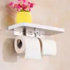 FLG Toilet Paper Holder Wall Mounted with White ABS and Stainless Steel Double Rolls Bathroom Accessories G163 210709