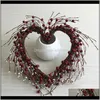 Dekoracyjne kwiaty wieńce świąteczne imprezowe zaopatrzenie domu ogrodniczemulacja jagoda Duży w kształcie serca Garland Rattan wieniec Walentynki Ściana