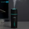 Minimalistische luchtbevochtiger USB Mini Auto Freshener Aroma Essentiële Diffuser met LED-nachtlamp Mist Maker Purifier 210724