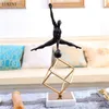 Nordic Home Model Room Study TV Cabinet Marble Bottom Electroplating Metal Resin Gymnastics Figure Decoration 210414