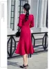 LLZACOOSH Spring Korea Chic Square Collar Long Sleeve Solid Slim Mermaid Office Sheath Midi Dresses Vestido 210514