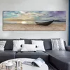 Başucu Boyama Tekne Günbatımı Köprü Manzara Posteri Tuval Baskılar Duvar Sanatı Resimleri Oturma Odası Yatak Odası Modern Ev Dekor Için