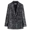 Sparkly frisado lantejoulas calças ternos mulheres 2 duas peças conjunto elegante glitter blazer terno jaqueta perna larga calças de trabalho roupas femininas