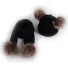 Sciarpa del cappello del bambino 2 pezzi / set cappelli a maglia pom Pom Pom Cappelli a sfera caldo lanuginoso Unisex Cap invernale Sciarpe all'aperto LLA1060