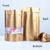 100pcs Stand up Matte Gold Aluminum Foil Window Zip Lock Bag Golden Resealable Meat Coffee Powder Snack Nuts Xmas Gifts Heat Sealing Packaging Pouches