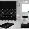 Cortinas de chuveiro estampadas de girassol elegantes 4 peças conjuntos de designer à prova d'água Tapetes de tampa do banheiro para acessórios para o banheiro