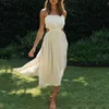 Zarif Bownot Backless Yaz Elbise Kadın Kolsuz Maxi Boho Beach Lady Gevşek Uzun Vestido Feminino 210427
