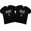Couple Top Tee Couple Pregnancy Announcement Baby Beer Belly T-shirt Mommy Mom Matching Female Funny Tops Lovers Tshirt T-shirts Y0629