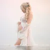 Maternity Photography Maxi Dress Slit Open Slash Neck Lace Pregnancy Photo Shoot Long Dress Q0713