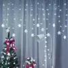 Juldekorationer År 2022 Snowflake LED Light Decor for Home Hanging Garland Ornaments Xmas Tree Noel Navidad 2021