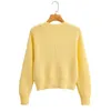 HSA geel gebreide pullover truien vrouwen lange mouw dames v-hals solide casual fundamentele vrouw jumper trui 210430