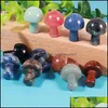 Stone Loose Beads Jewelry Mini Mushroom Statue Natural Carved Decoration Quartz Hand Polished Healing Crystal Reiki Trinket Gift Room Orname