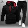 Mens Tracksuits 2 Pieces Set Sweatshirt + Sweatpants Sportkläder Zipper Hoodies Casual Man Kläder Storlek Fashion 220105