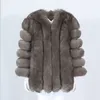 OFTBUY Lange Winter Jacke Frauen Echt Pelzmantel Natürliche Große Flauschigen Fuchs Pelz Oberbekleidung Streetwear Dicke Warme Neue Mode Marke