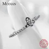 Mousserande Clear Zircon Ring 100% 925 Sterling Silver Vintage Butterfly Staplable Fashion Rings För Kvinnor Bröllop Smycken 210707