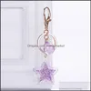 Key Rings Jewelry Cute Five-Pointed Star Transparent Quicksand Sequin Acrylic Pendant Car Keychains Women Holder Charm Bag Aessories Couple