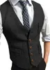 Men's Vests Suit Vest Herringbone Groomsman Waistcoat Slim Business Sleeveless Steampunk Wool Warm Stra22