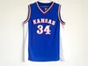 Mens Kansas Jayhawks College Basketball Tribersys 34 Paul Pierce 21 Joel Embiid сшитые джерси синие рубашки S-XXL