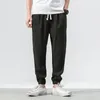 Chinese Style Jogger Pants Men Cotton Linen Sweatpants Trousers Casual Lightweight Spring Summer Joggers W220307