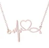 Simple Stainless Steel Necklaces Stethoscope Electrocardiogram Necklace Fashion Love Heart Choker Chain