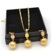 18 K Stamp Gold G / F Circle Hanger Ketting en Oorbellen Party Gift Sieraden Set Figaro Ketting Link 600 * 3mm