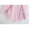 Oversized Damska koszula Jesień Moda Różowy Kolor Pełna rękaw Bluzka Wysokiej Jakości Bawełna Nowoczesna Lady Plus Size Koszule 210602