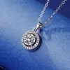 S925 Colliers SaipLormoon en argent sterling rond Big Shining Crystal Stone Cumbic CZ Zircon Diamond Designer Pendant Collier avec Boîte de bijoux de mariage