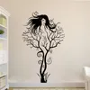 creative sexy girl fairy branch wall decals for bedroom removable home decoration tree stickers diy vinyl art black 210420