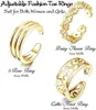 6Pcs Summer Beach Foot Jewelry Open Rings for Women Adjustable Midi Finger Toe Band Ring Set Gifts White CZ