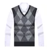 Maglione di marca di moda per pullover da uomo plaid slim fit maglioni gilet lavorato a maglia autunno stile coreano abiti casual da uomo 220108