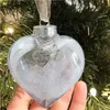 2021 decorazioni natalizie commemorative, 10 cm/3,93 pollici a forma di cuore in plastica trasparente piuma palla per albero di Natale ciondolo pendente regalo