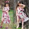 Sling de verano vestido floral niña princesa elegante volantes irregulares culottes vestidos playa niño niñas ropa 3 4 6 7 8 10 12 años Q0716