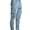 Jeans homens calças casuais de algodão jeans calças multi bolso jeans de carga homens novos moda jeans lápis calças slim wear-prova jeans x0621