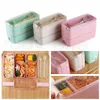 Lunch Box 3 Grid Wheat Straw Bento Transparent Lid Food Container For Work Travel Portable Student Lunch Boxes Containers Sea Shipping RRA4404