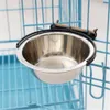 2021 new Pet Bowl Can Hang Stationary Dog Cage Bowls Stainless Steel Hanging Dish Durable Puppy Cat Feeder