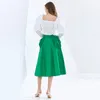 Bollklänning kjol för kvinnor höga midja fickor lösa patchwork ruched casual mid kjolar kvinnliga fall kläder 210521
