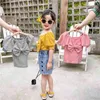 Sommar ankomst tjejer mode godis färg t-shirt barn koreanska design toppar tjej kläder 210528